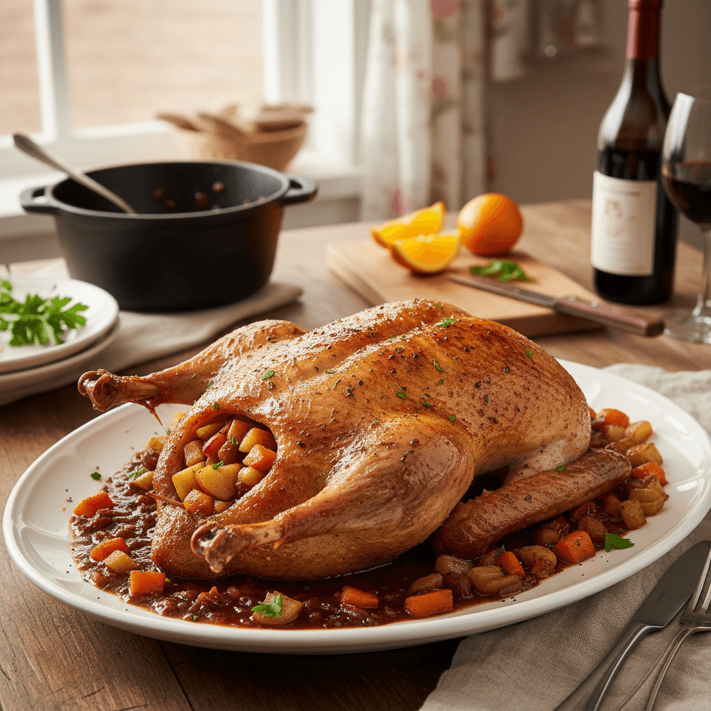 Ente mit Apfel-Orangen-Füllung