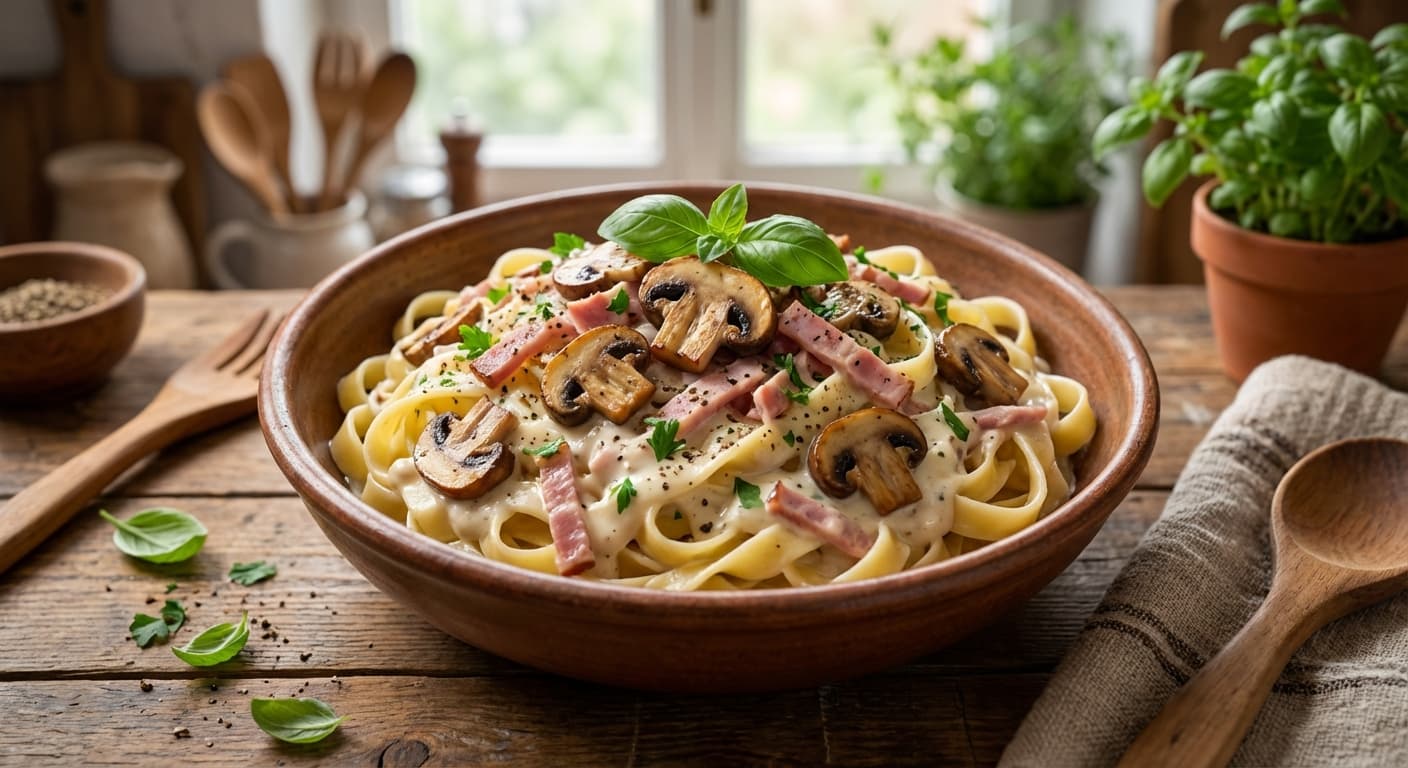 Tagliatelle mit Sahne-Pilzsauce