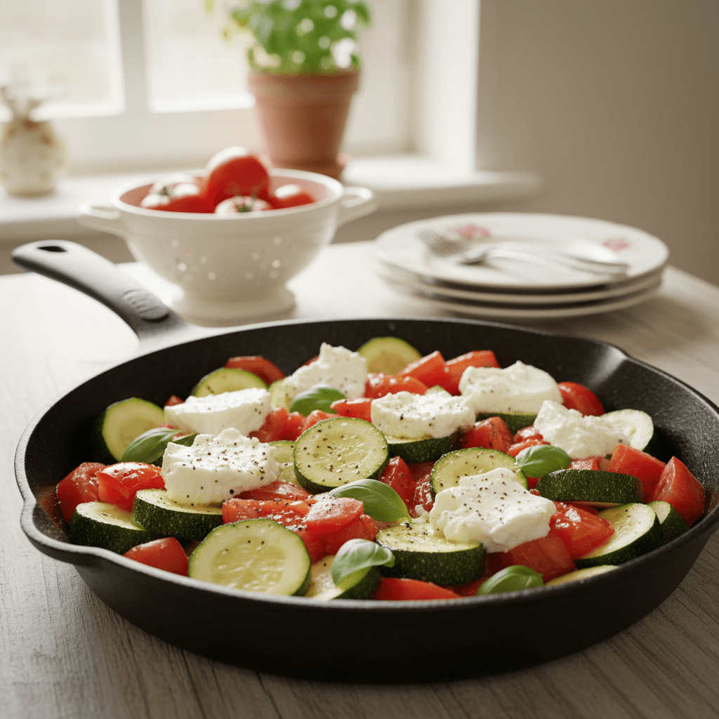 Tomaten-Zucchini-Pfanne mit Feta