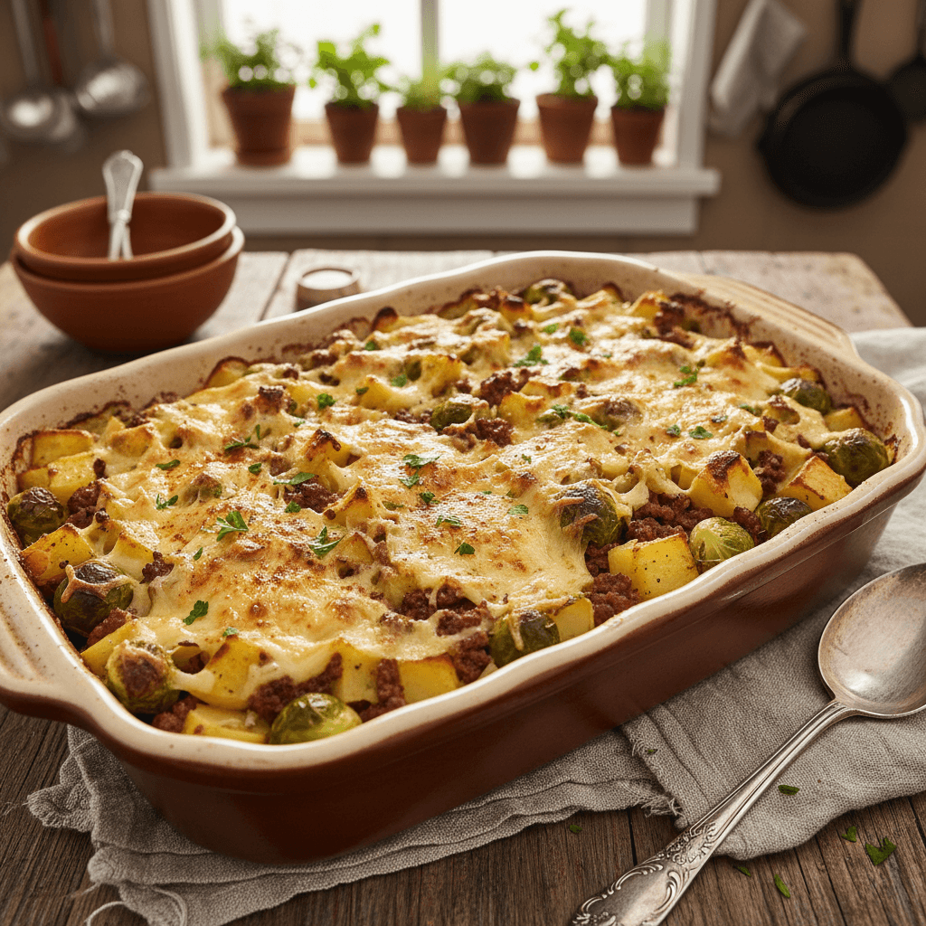 Kartoffel-Rosenkohl-Auflauf