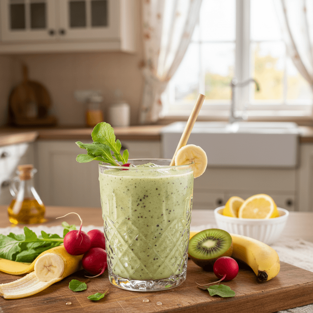 Kiwi-Bananen Smoothie mit Radieschengrün