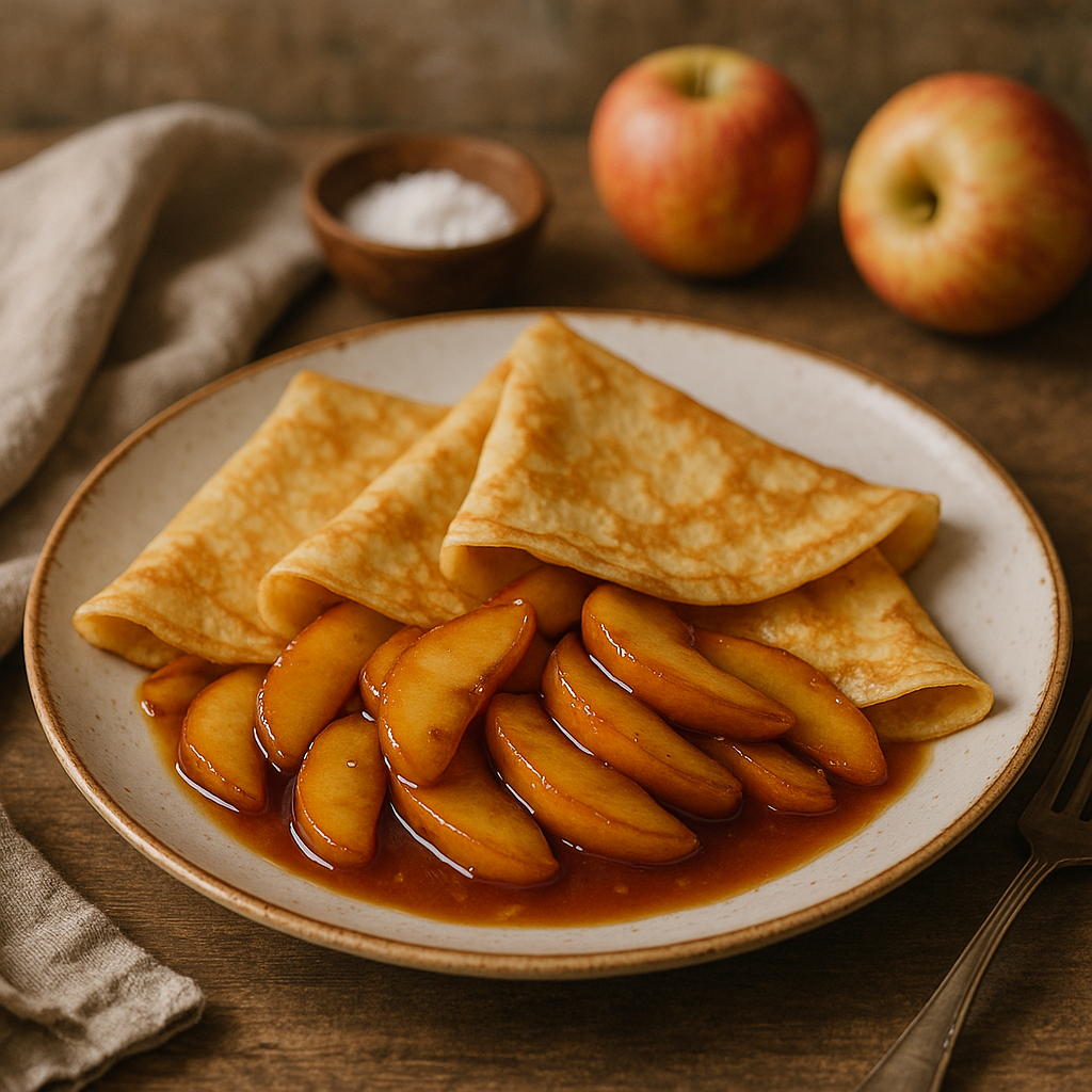 Crêpes mit karamellisierten Äpfeln