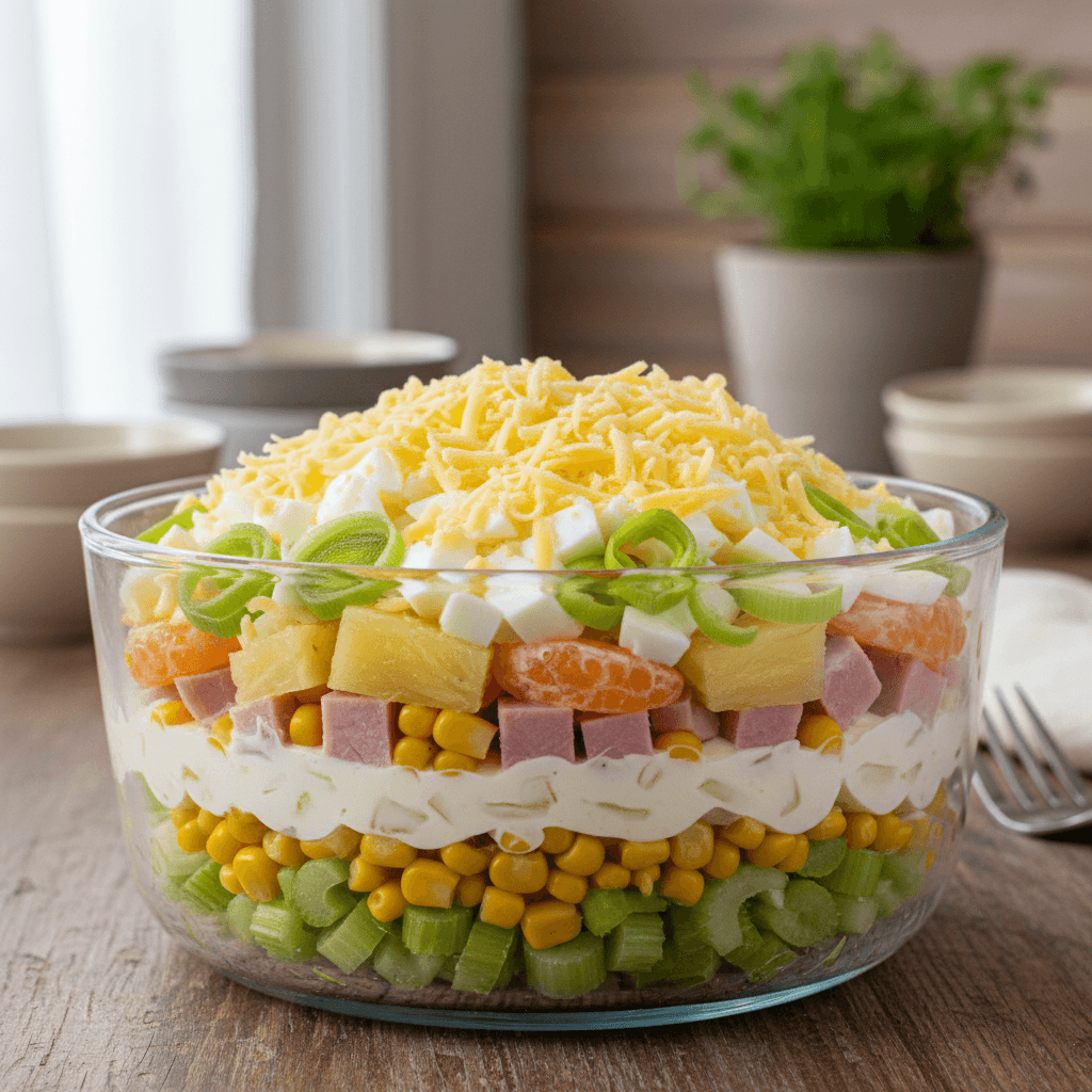 Schichtsalat mit Ananas und Mandarinen