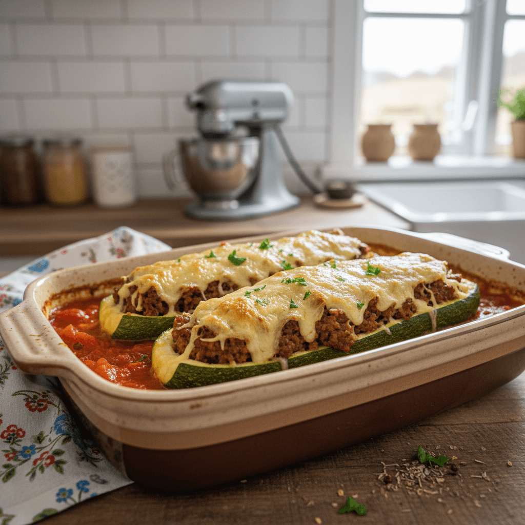 Gefüllte Hack-Zucchini
