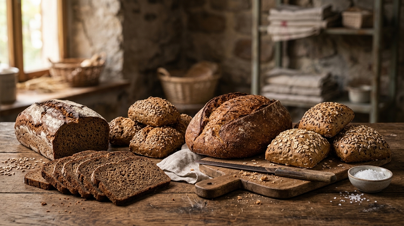 Roggenvollkornbrötchen vs Vollkornbrötchen vs Vollkornbrot vs Roggenvollkornbrot im Nährwertvergleich